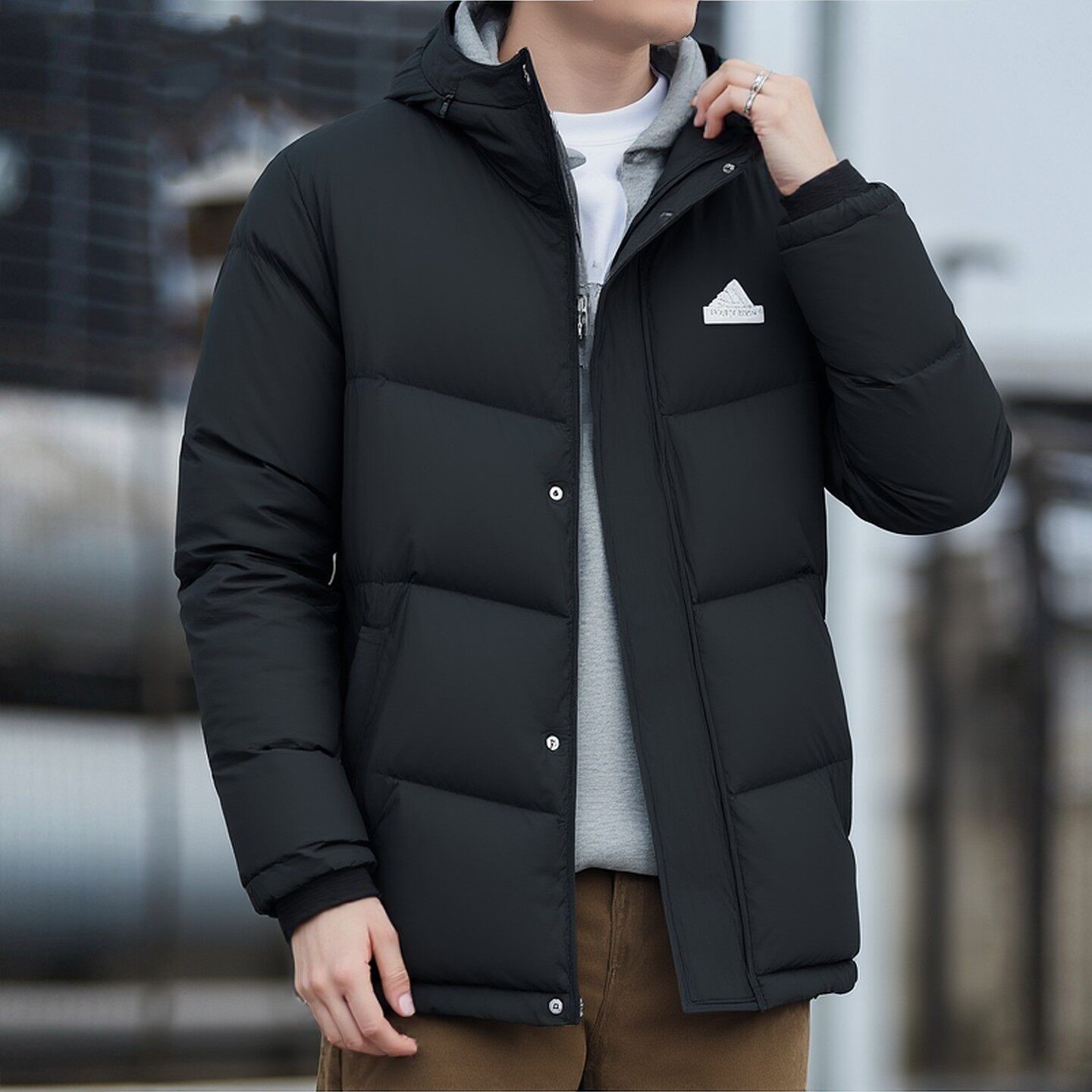 阿迪达斯羽绒服男士冬季保暖加厚连帽外套防风休闲百搭鸭绒服上衣