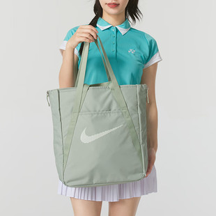 绿色托特包耐克正品女包斜挎包旅行包收纳包运动潮单肩包DR7217