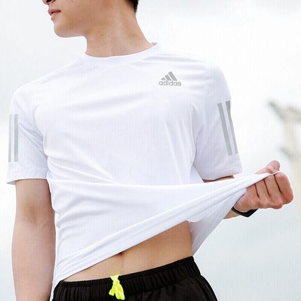 阿迪达斯短袖男夏季新款跑步健身衣运动服白色透气速干T恤GC7868