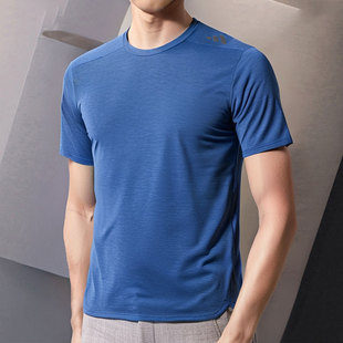 阿迪达斯短袖男夏季新款蓝色速干健身衣冰丝透气运动T恤男HS7461