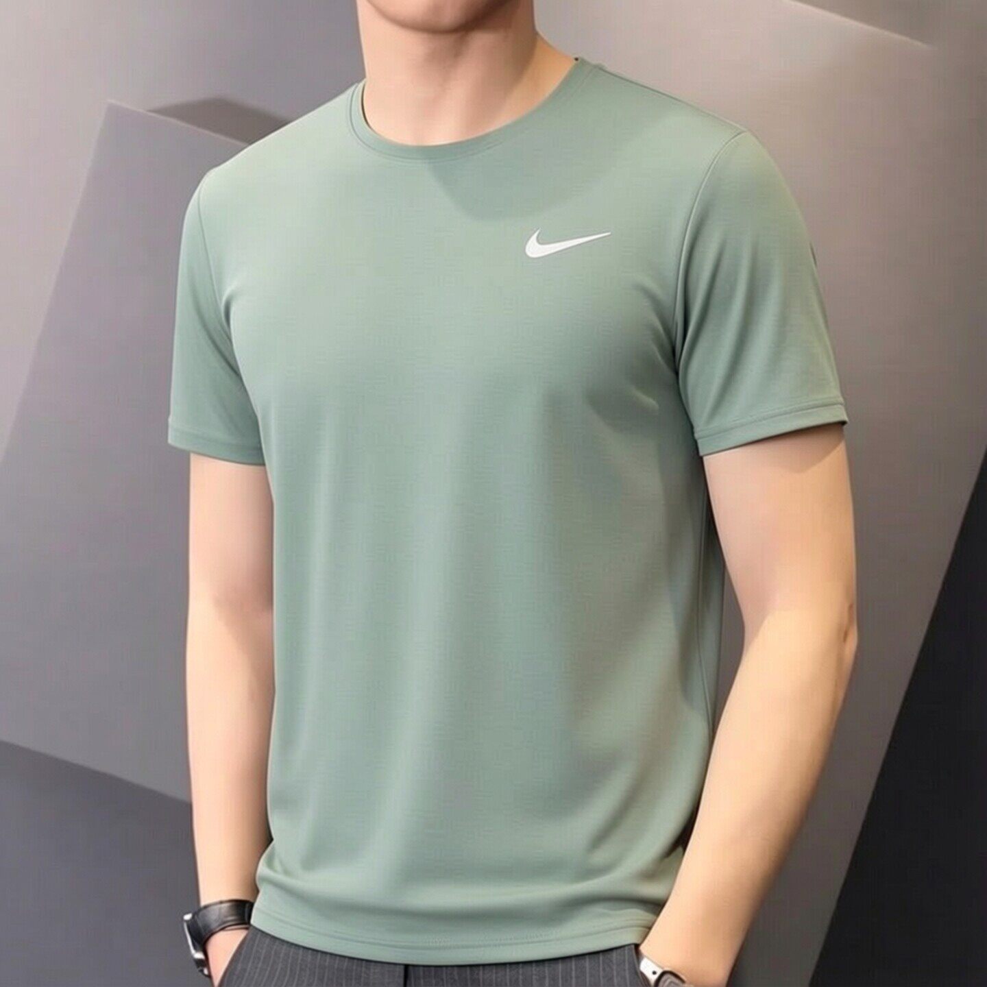 Nike耐克绿色速干短袖男士冰丝T恤2026年新款健身运动装透气上衣