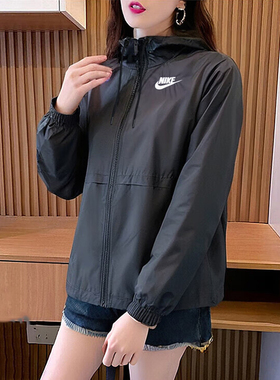 Nike耐克连帽外套2025春季新款黑色正品夹克女透气运动上衣DM6180