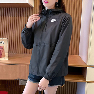 黑色正品 夹克女透气运动上衣DM6180 新款 Nike耐克连帽外套2025春季