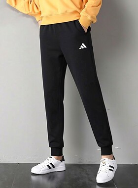 阿迪达斯宽松女裤2026春季新款休闲加厚运动裤针织卫裤长裤HD4306