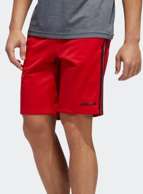 adidas阿迪达斯红色短裤透气休闲短裤运动拉链口袋五分裤GH7865