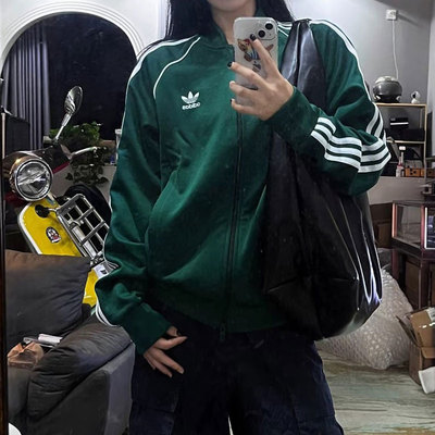 阿迪达斯三叶草外套女2025春季新款透气经典复古美式夹克IR9863