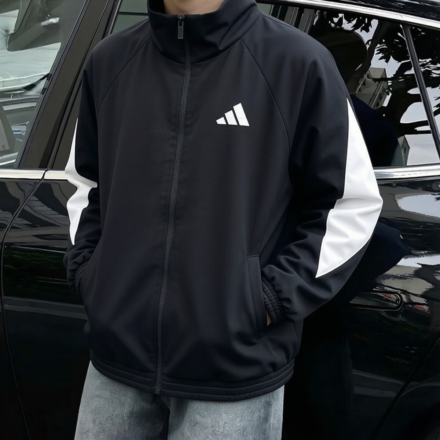 adidas阿迪达斯棒球服男秋季新款复古针织外套防风宽松运动夹克男