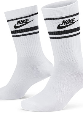 Nike耐克男袜女袜2024春季新款三双装中筒休闲运动袜子DX5089-103