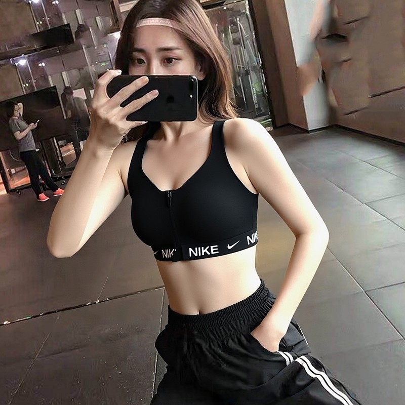 Nike耐克正品女士文胸拉链式运动内衣夏季新款健身训练背心黑bra