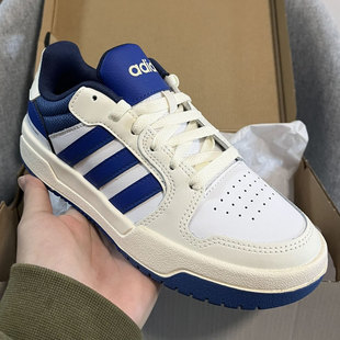 阿迪达斯板鞋男女春季新款皮面透气蓝色Entrap复古低帮情侣女鞋