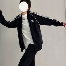 阿迪达斯三叶草外套男秋季新款薄款美式棒球服复古黑色夹克IM4545