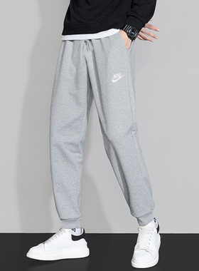 Nike耐克纯棉灰色长裤男正品针织薄款束脚裤透气运动休闲裤BV2763
