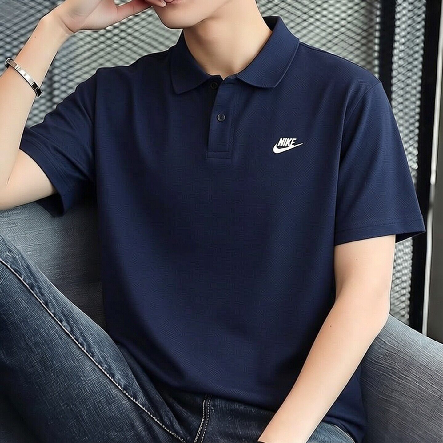 Nike耐克藏蓝色POLO衫纯棉翻领短袖夏季新款男士T恤休闲运动上衣