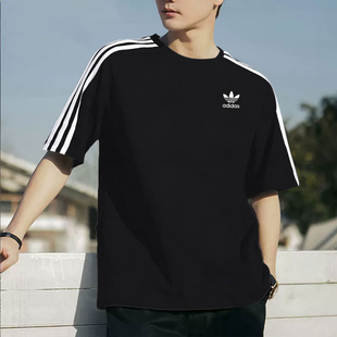 阿迪达斯三叶草短袖T恤男装夏季新款运动半袖纯棉宽松休闲上衣