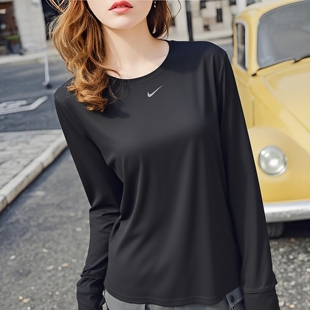 冰丝T恤Nike耐克透气速干长袖跑步运动服女子健身上衣新款瑜伽服