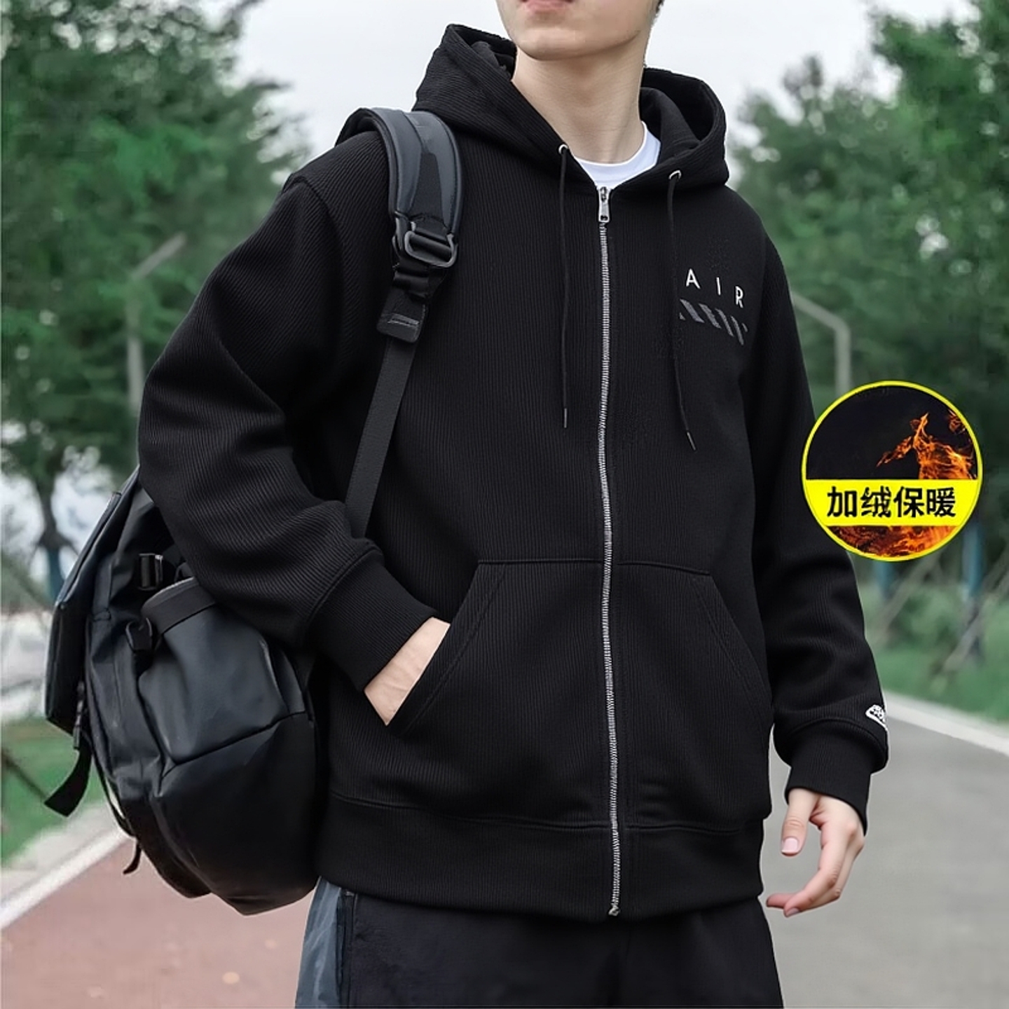 Nike耐克正品黑色连帽外套男子针织上衣宽松秋新款训练服运动夹克