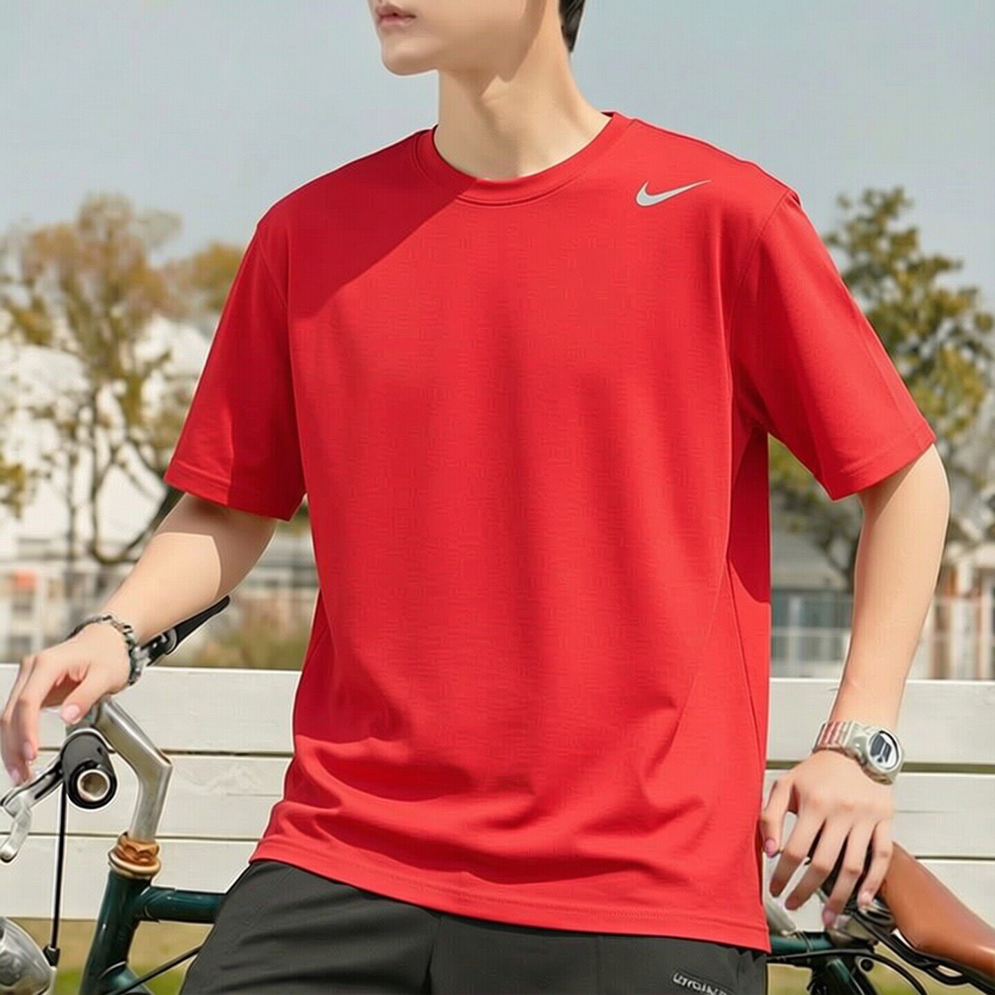 NIKE耐克红色T恤男士运动短袖正品2026新款本命年半袖速干训练服