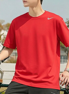 NIKE耐克红色T恤男士运动短袖正品2026新款本命年半袖速干训练服