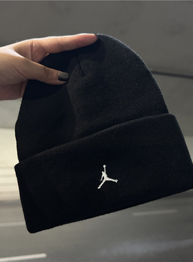 nike耐克男女帽子冬季新款情侣毛线帽AJ骑行黑色男士针织帽FN4672