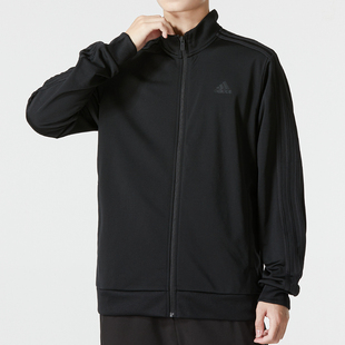 阿迪达斯立领外套男2022秋季跑步训练运动服针织宽松夹克H46101
