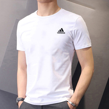 阿迪达斯短袖男夏新款透气速干运动健身白色半袖薄款体恤冰丝T恤