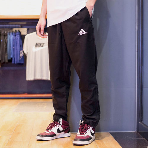 阿迪达斯速干裤子男夏季新款梭织宽松直筒运动跑步凉感长裤H57533