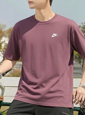 红色T恤耐克男装2026夏季新款Nike纯棉透气运动宽松大码健身短袖
