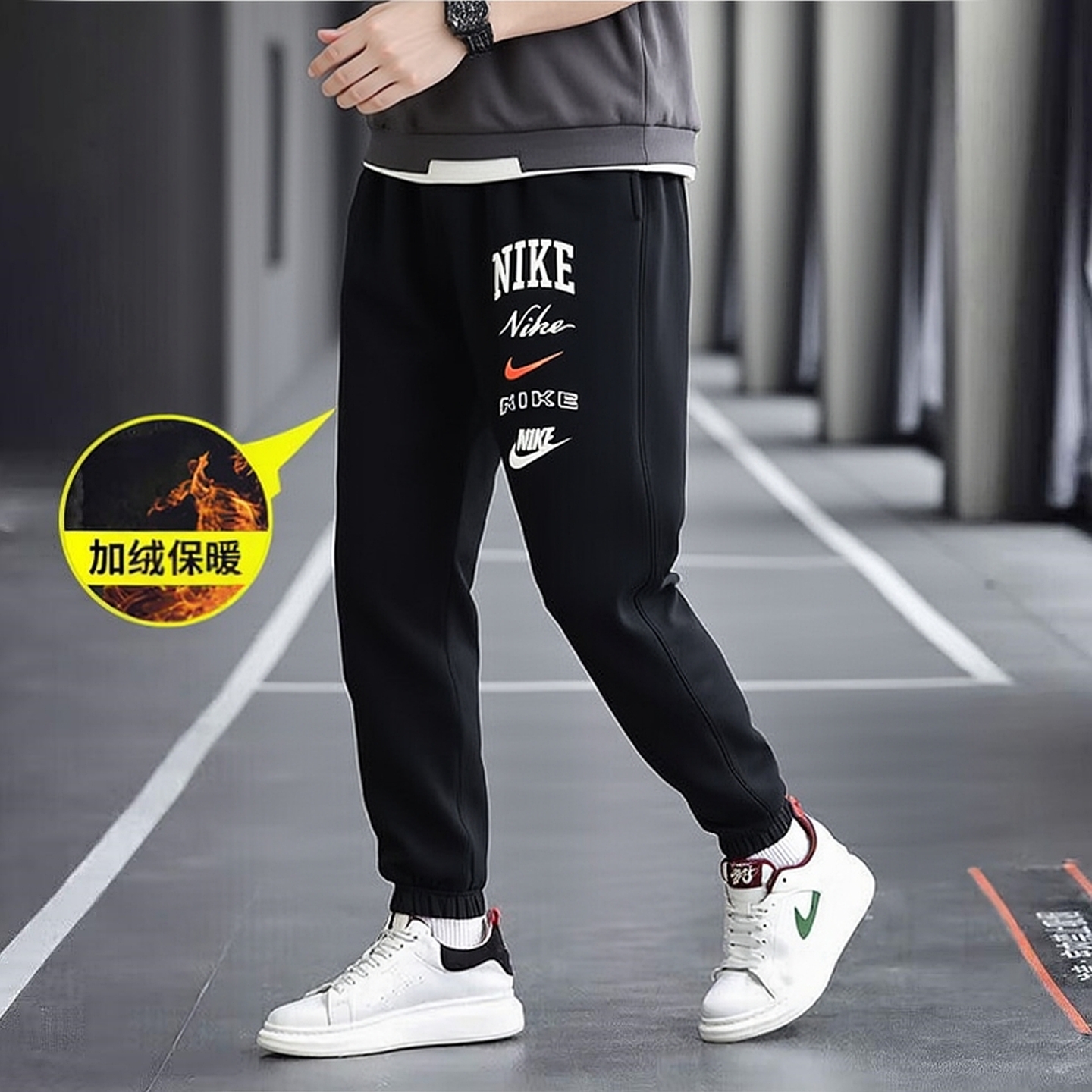 耐克官方正品加绒小脚裤男运动裤