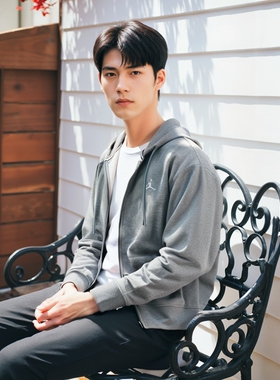 灰色Jordan外套男装2024冬季新款篮球训练保暖防风运动开衫FV7292