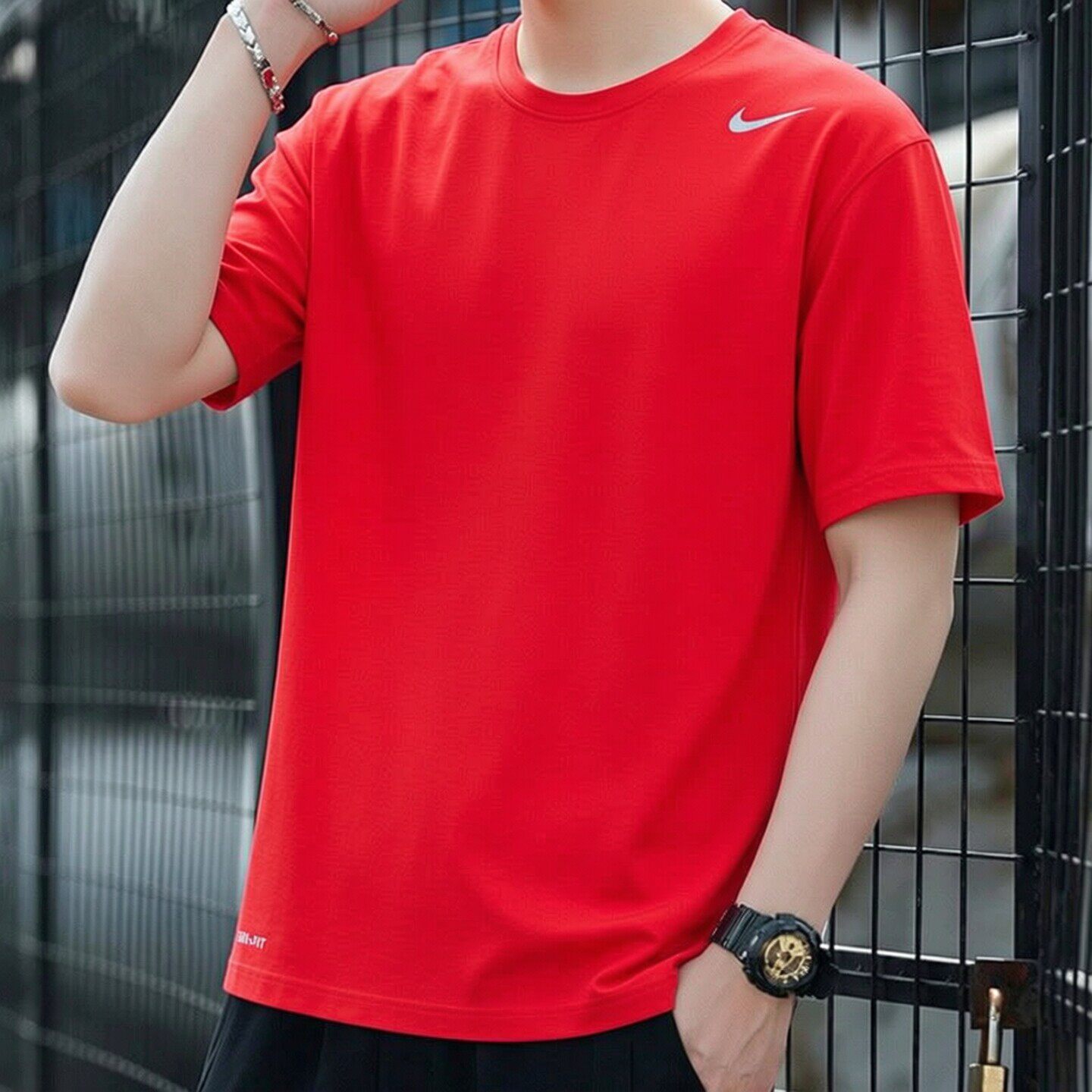 Nike耐克正品红色短袖冰丝速干T恤2026年新款男士运动上衣健身衣