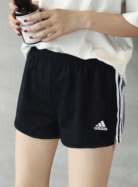阿迪达斯运动短裤女夏季新款针织三分裤跑步瑜伽骑行女热裤GM5523
