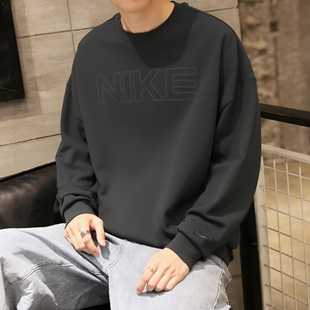 Nike耐克针织毛圈卫衣大标logo上衣新款男子套头衫纯棉运动服外套