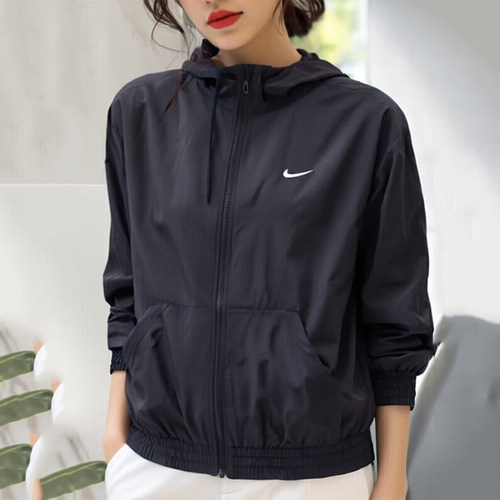 耐克Nike女装速干服正品运动跑步健身训练休闲防风衣连帽夹克外套