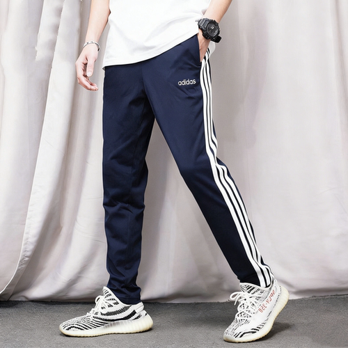 Adidas蓝色男裤子宽松直筒裤