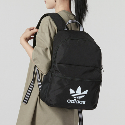 Adidas三叶草书包黑色学生背包