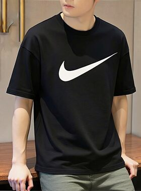男短袖Nike耐克T恤正品2026新款纯棉半袖美式复古篮球运动黑体恤