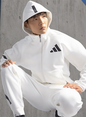 阿迪达斯连帽外套男秋新款白色复古美式运动服ZNE上衣夹克JF2443