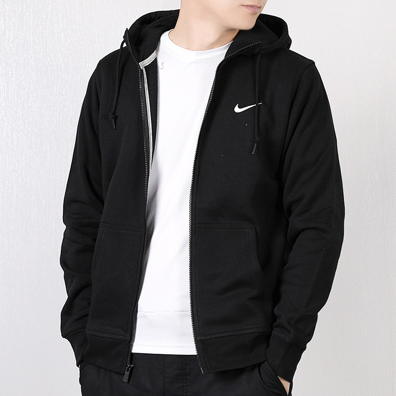 耐克连帽黑色针织厚款外套