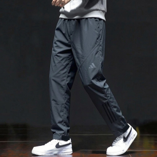 子男春季 灰色健身速干运动裤 新款 梭织透气薄款 冰丝长裤 阿迪达斯裤
