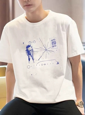 阿迪达斯男短袖夏季新款印花运动半袖篮球体恤宽松纯棉T恤GU1753
