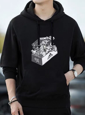 阿迪达斯卫衣男2023秋季新款纯棉运动服连帽篮球宽松套头衫GS7691