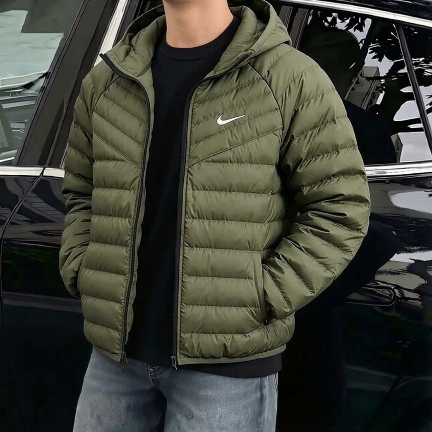 Nike耐克轻薄款羽绒服冬季新款保暖外套男士连帽上衣防风款运动装