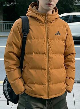 阿迪达斯拒水羽绒服男冬复古美式宽松防风韩版鸭绒男士加厚面包服