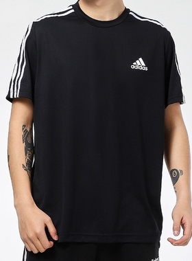 adidas阿迪达斯短袖男2025夏季新款透气黑色半袖纯棉T恤IC9334