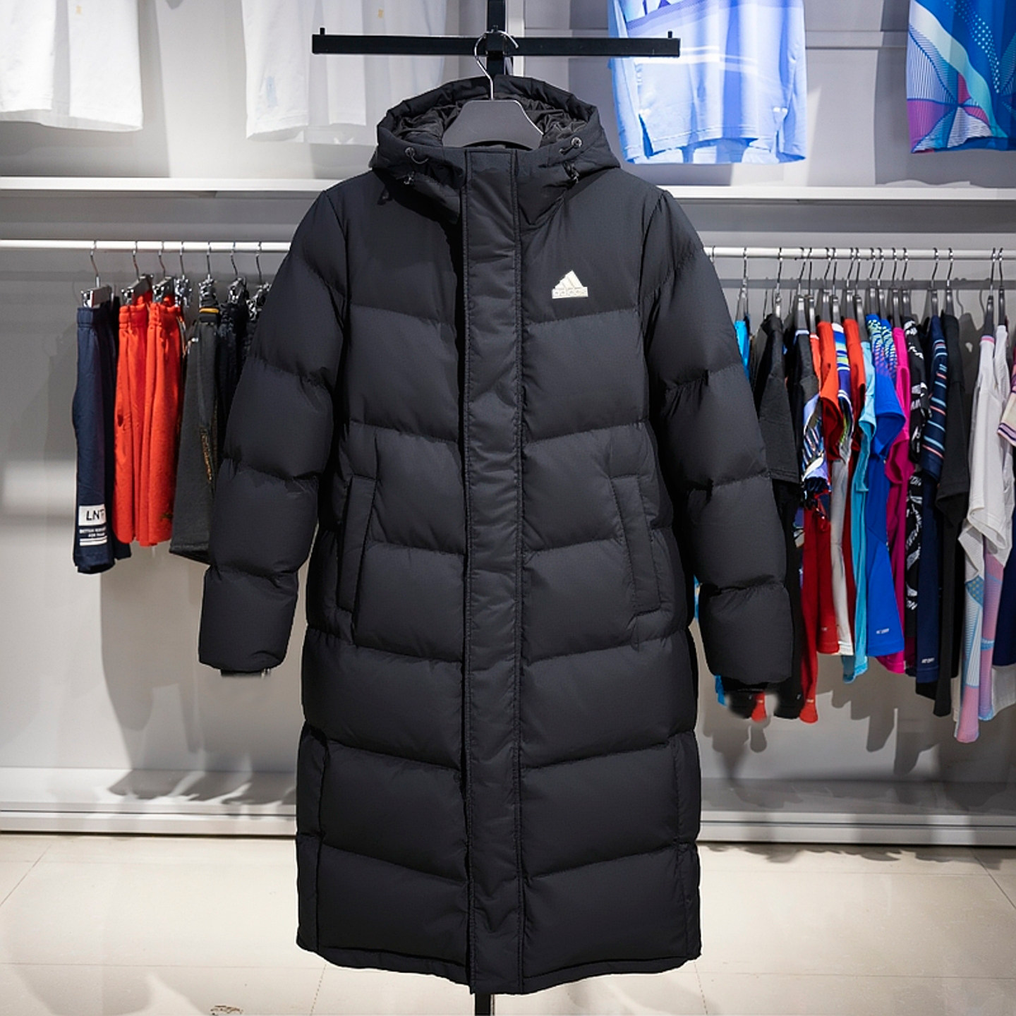 阿迪达斯长款羽绒服男冬季新款过膝保暖面包宽松大衣美式加厚外套