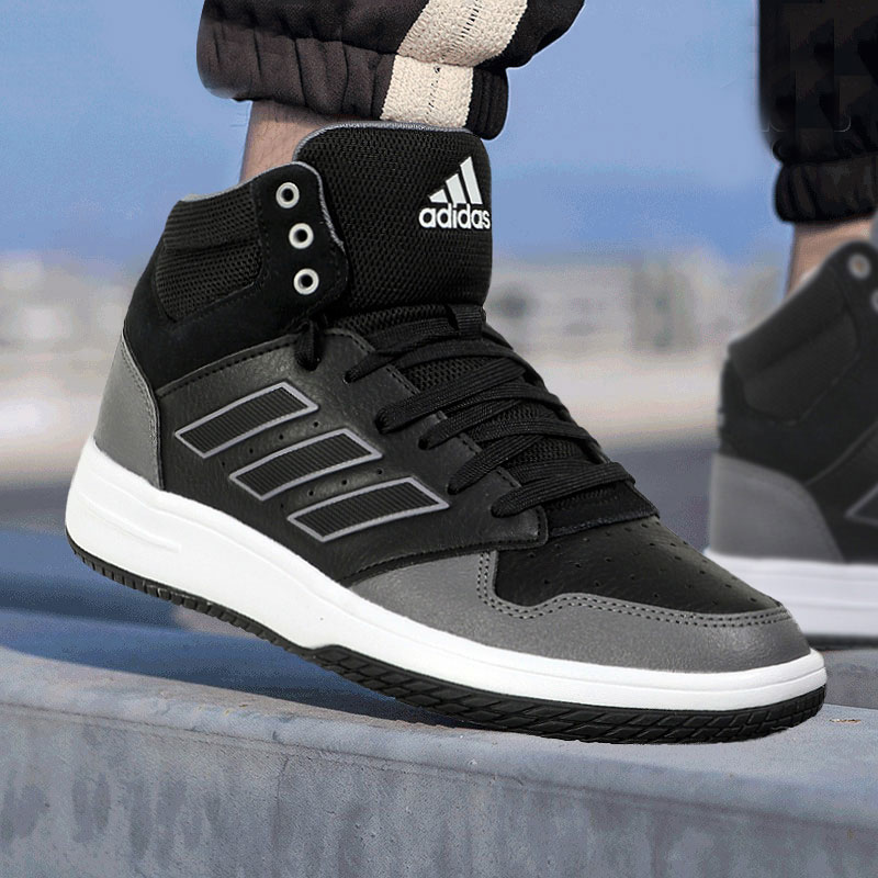 Adidas阿迪达斯男鞋秋季新款黑色皮革高帮篮球板鞋复古休闲鞋