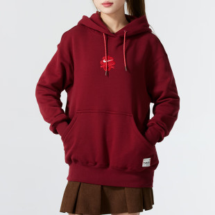 连帽运动外套 女正品 2025蛇年新款 红色卫衣Nike耐克针织毛圈套头衫