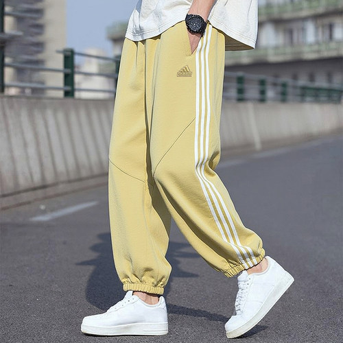 阿迪达斯美式束脚裤男裤子冬季新款加厚保暖卫裤篮球复古运动裤男