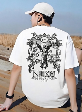 Nike耐克夏季新款白色短袖纯棉运动T恤男士潮流上衣宽松休闲半袖
