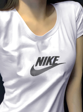 Nike耐克短袖新款修身薄款训练显瘦T恤女纯棉透气休闲半袖DX7907